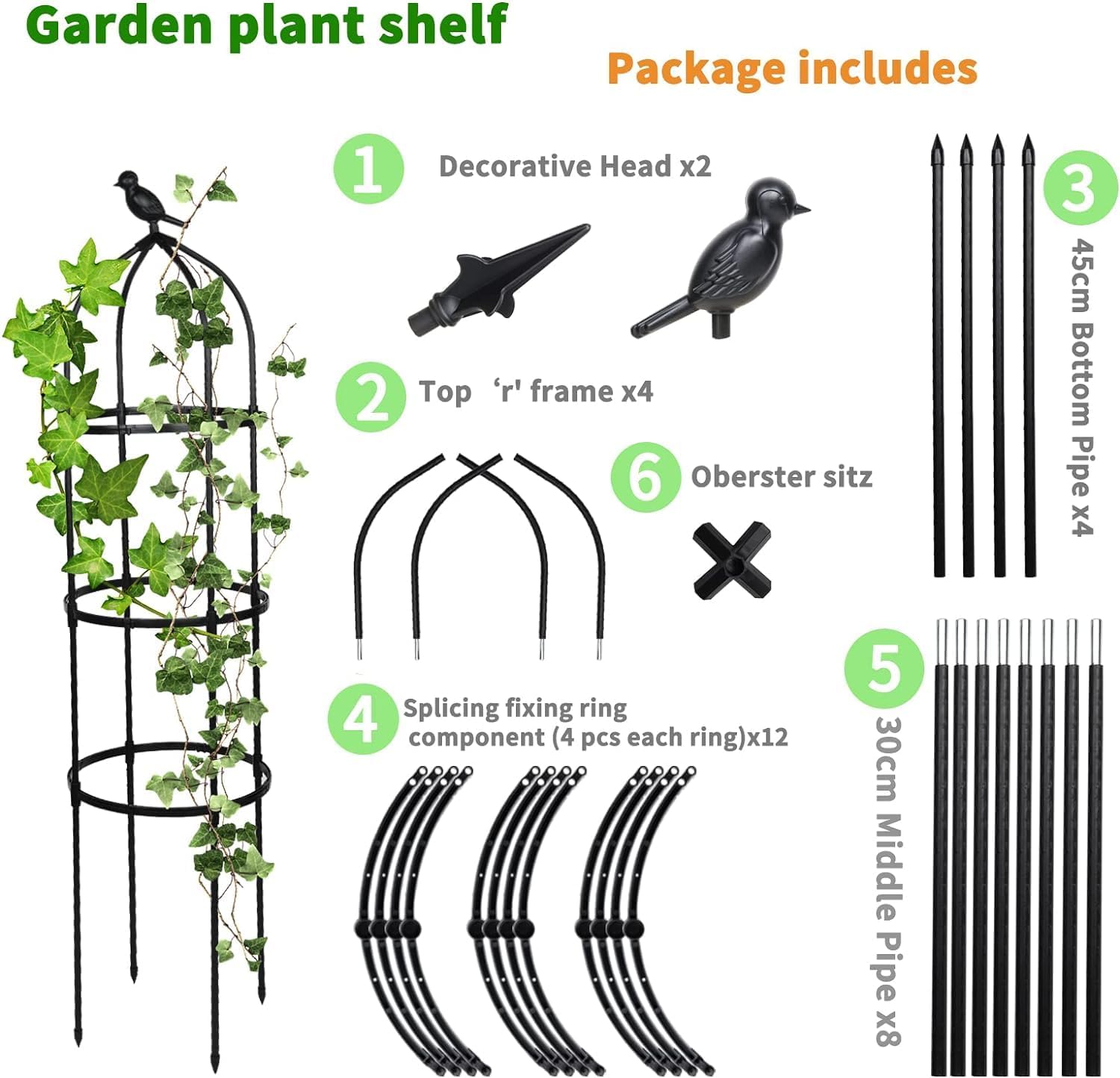 Garden Trellis for Climbing Plants Outdoor, 6ft Tall Plant Support U94727