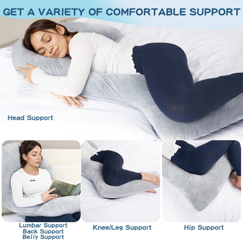 Swan Body Pillow for Adults, Adjustable Shredded Memory Foam, Side Sleeper with Cover L135