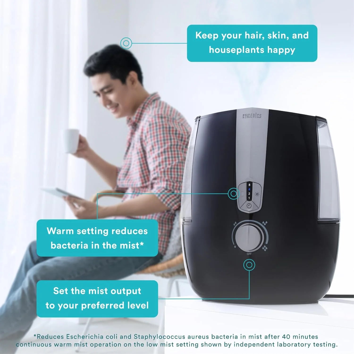 Ultrasonic Air Humidifier with Warm and Cool Mist, 5.3L Tank J8369