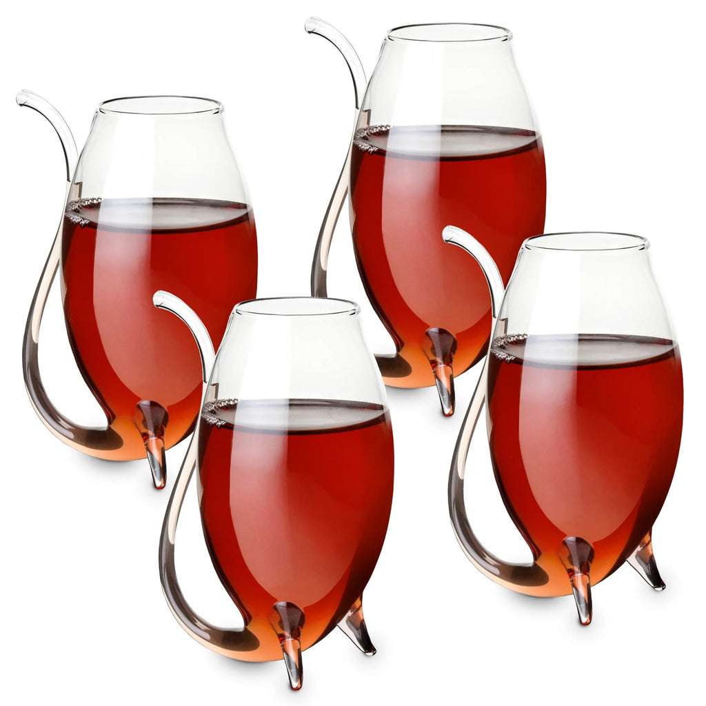 True Port Glasses with Sipper, Douro Port Wine Sippers Barware Glass, Set of 4