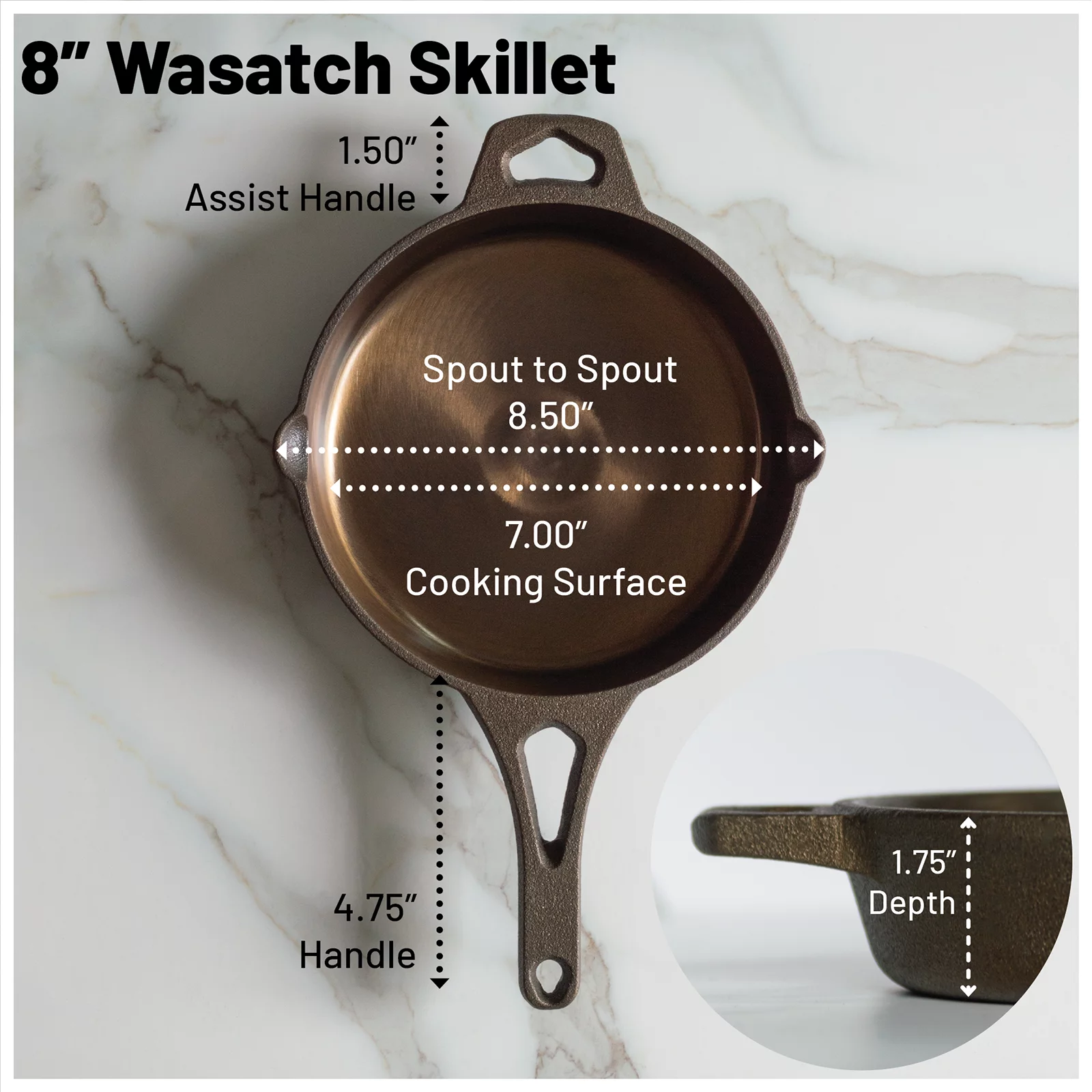 8 Inch Pre-Seasoned Round Cast Iron Skillet Q5727