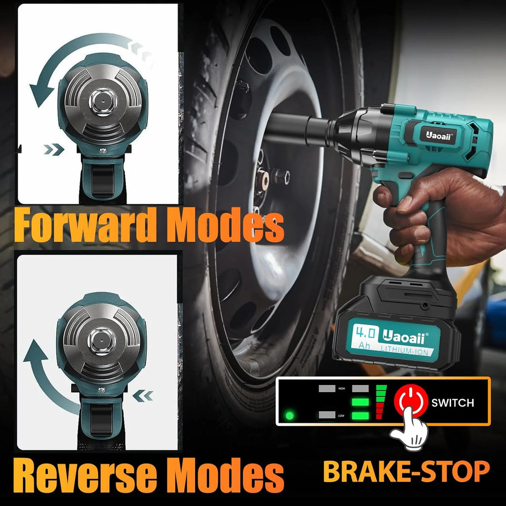 Cordless Impact Wrench High Torque, 1/2" Battery Impact Gun with 2 Batteries, Charger & Storage Box R64255