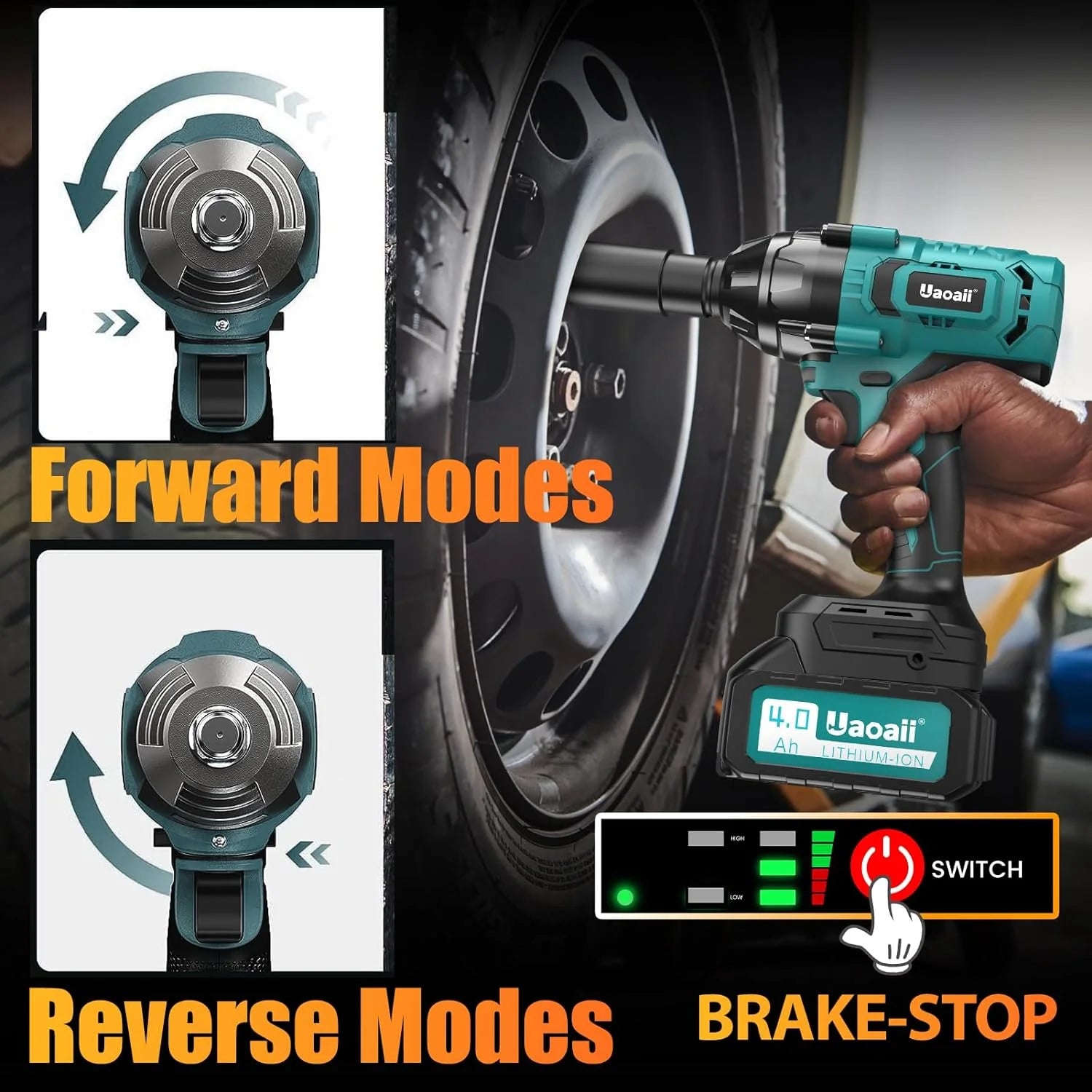 Cordless Impact Wrench High Torque, 1/2" Battery Impact Gun with 2 Batteries, Charger & Storage Box R64255