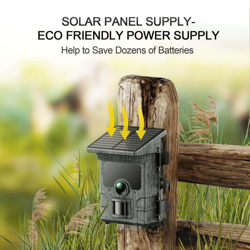 Solar Powered Trail Camera 4K 48MP WiFi Game Camera with Night Vision E29306