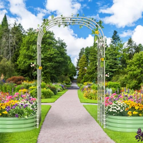 Metal Raised Garden Bed with Arch Trellis for Climbing Plants E8630