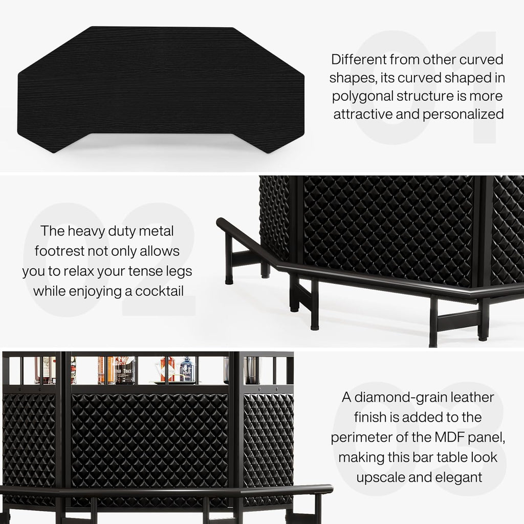 4 Tier Home Bar Cabinet with Stemware Rack and Footrest Y1184