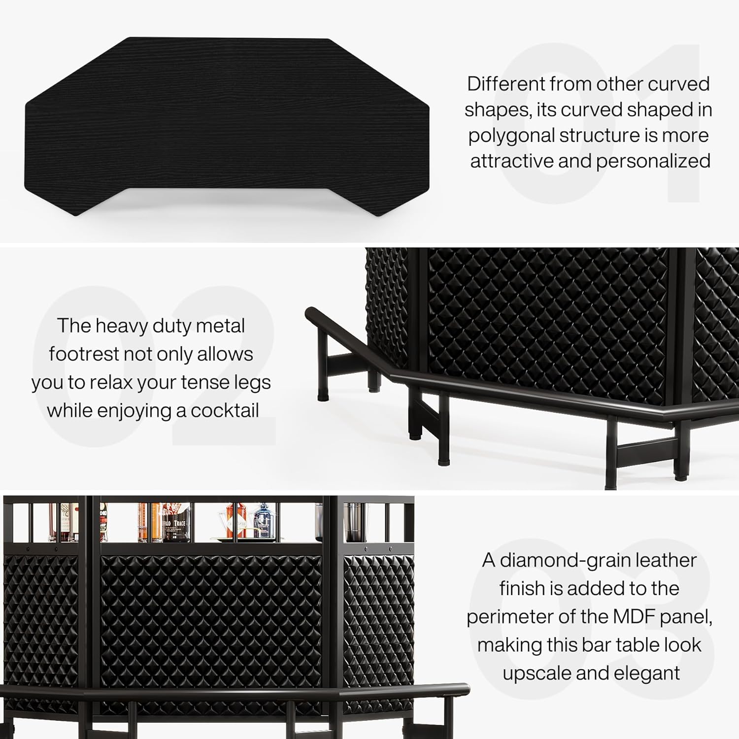 4 Tier Home Bar Cabinet with Stemware Rack and Footrest Y1184