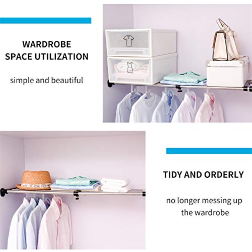 Expandable Closet Shelf Rod Adjustable Metal Storage Rack Organizer for Wardrobe Cabinet, Black, 19.69-31.5 inches T19484