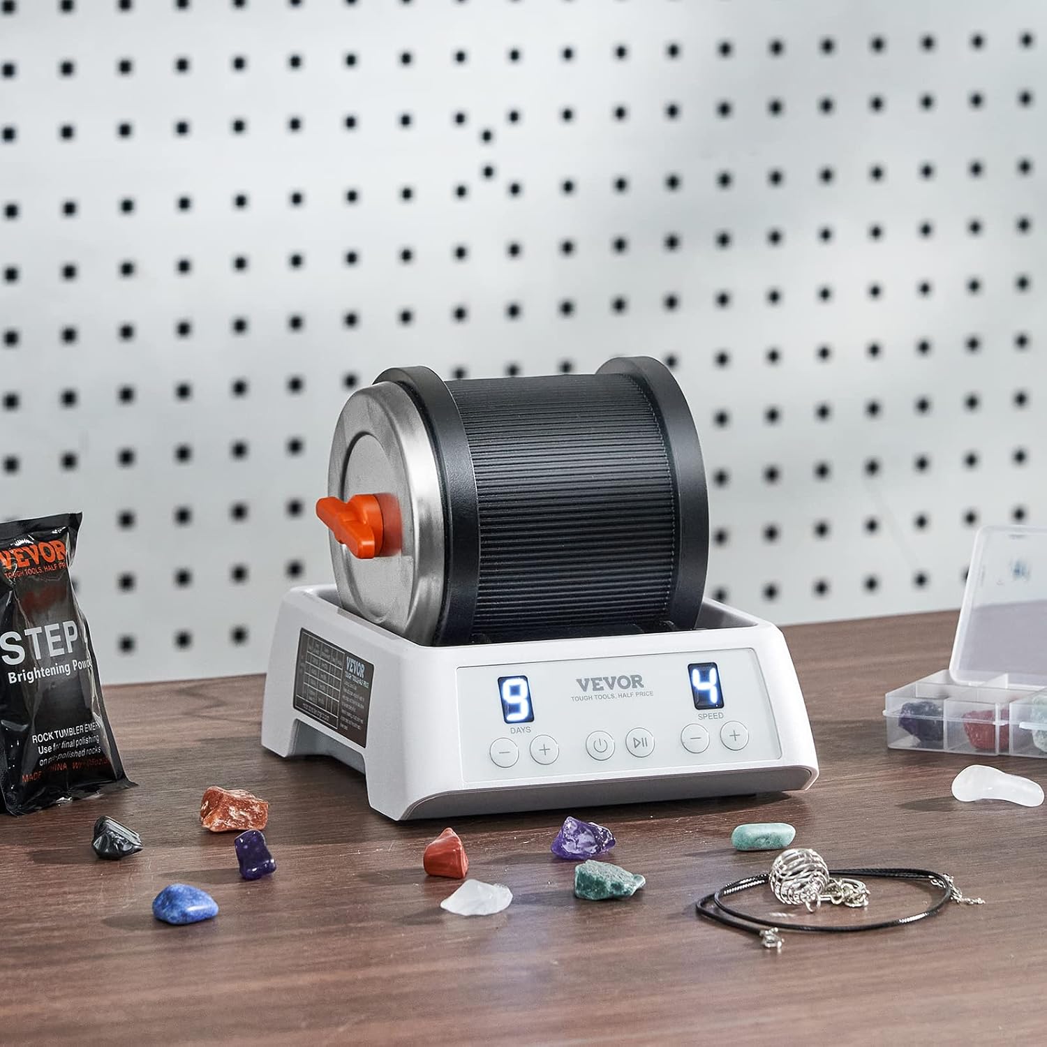 Rock Tumbler Kit, 4-Speed with Timer, Stone Polishing Set P59070