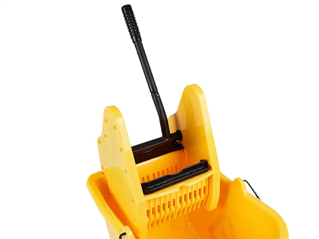Rectangular Mop Bucket with Down Press Wringer, 35-Quart, Yellow G993015