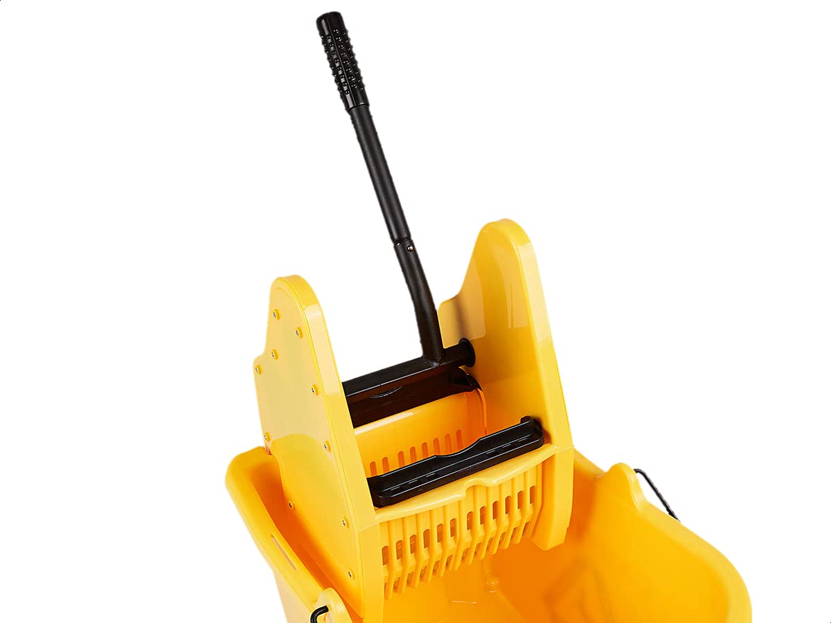 Rectangular Mop Bucket with Down Press Wringer, 35-Quart, Yellow G993015