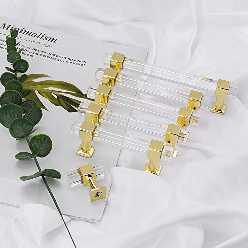 Cabinet Pulls 5 Inch Hole Center Gold Acrylic Drawer Handles S447723