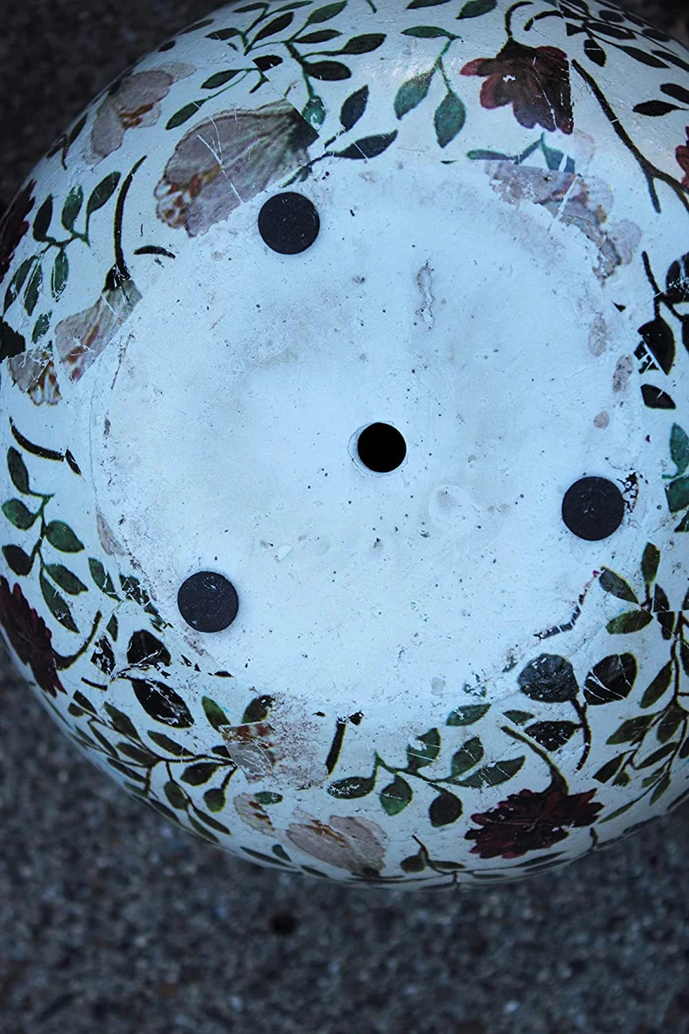 Ceramic round planters for garden, floral print L8346