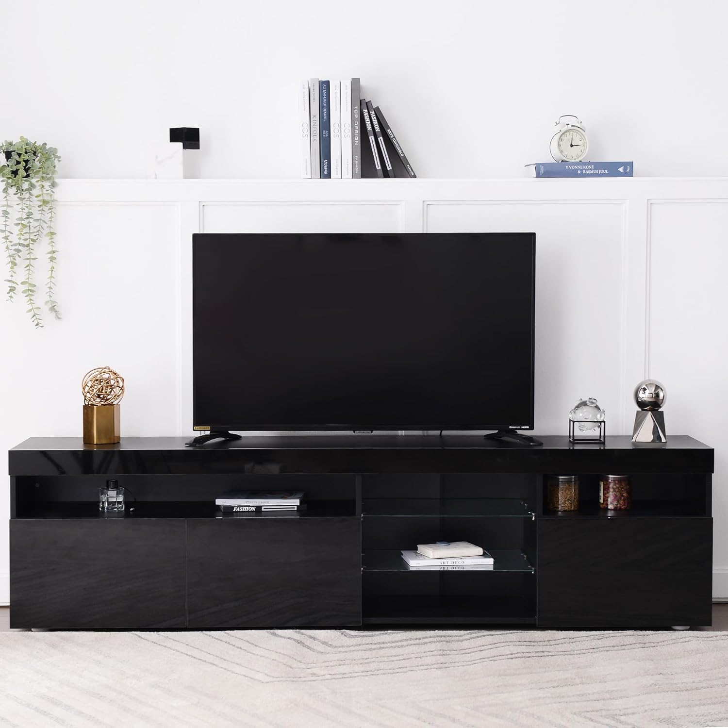 TV Stand for TVs up to 80 Inch with LED Light and Storage K62542