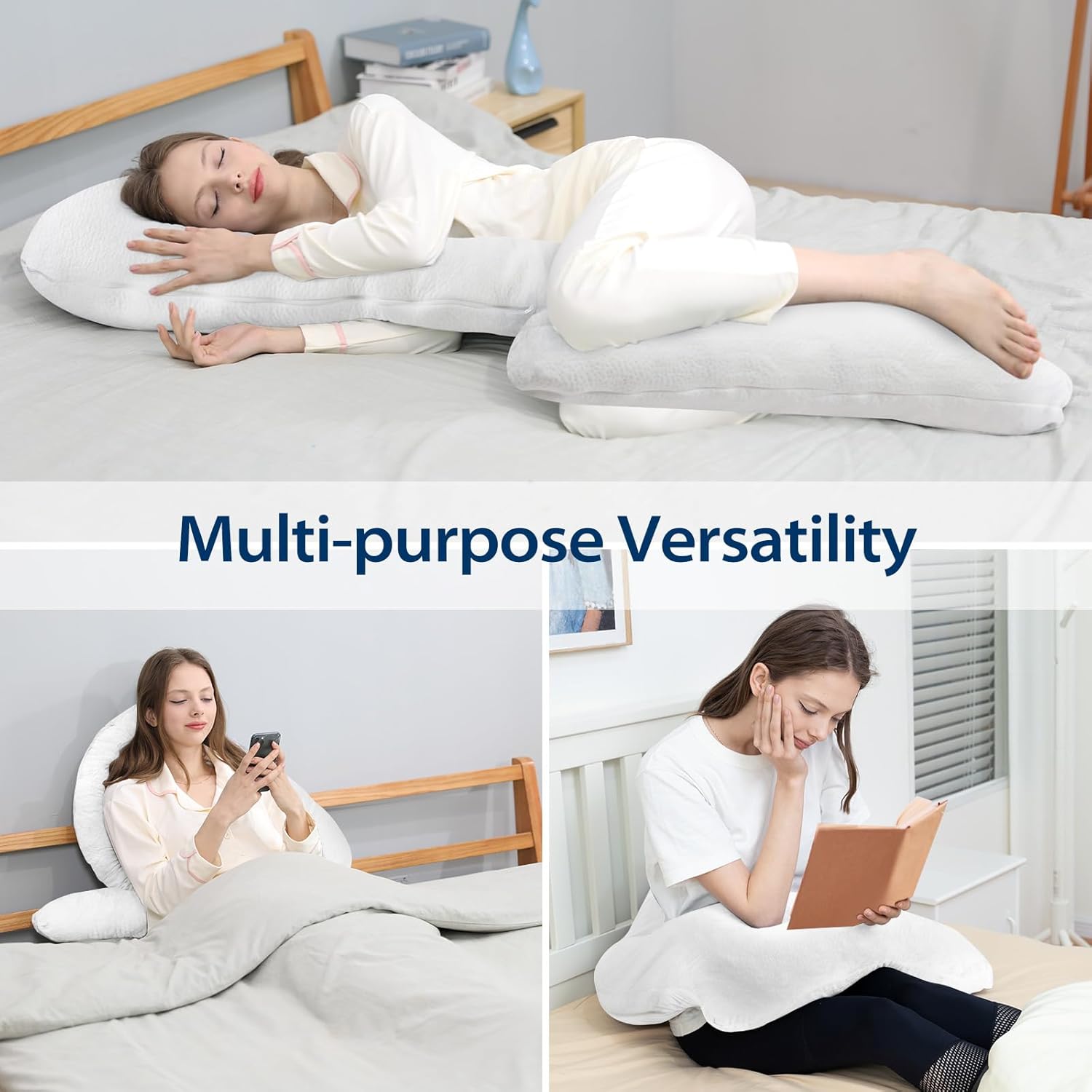 Body Pillow for Adults, Shredded Memory Foam, Side Sleeper with Cover I56568