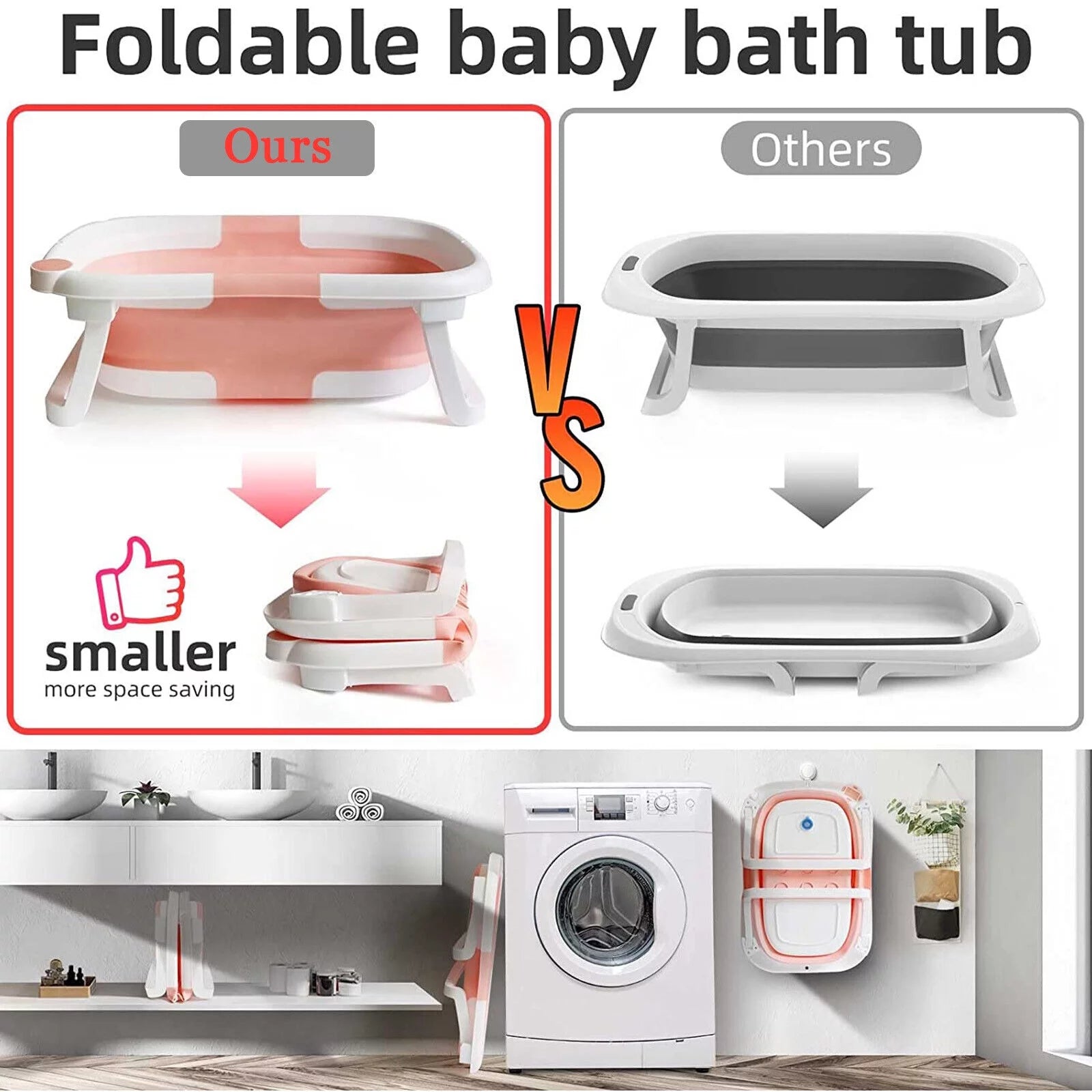 Foldable Newborn Baby Bathtub with Pillow and Temperature Sensor X22087