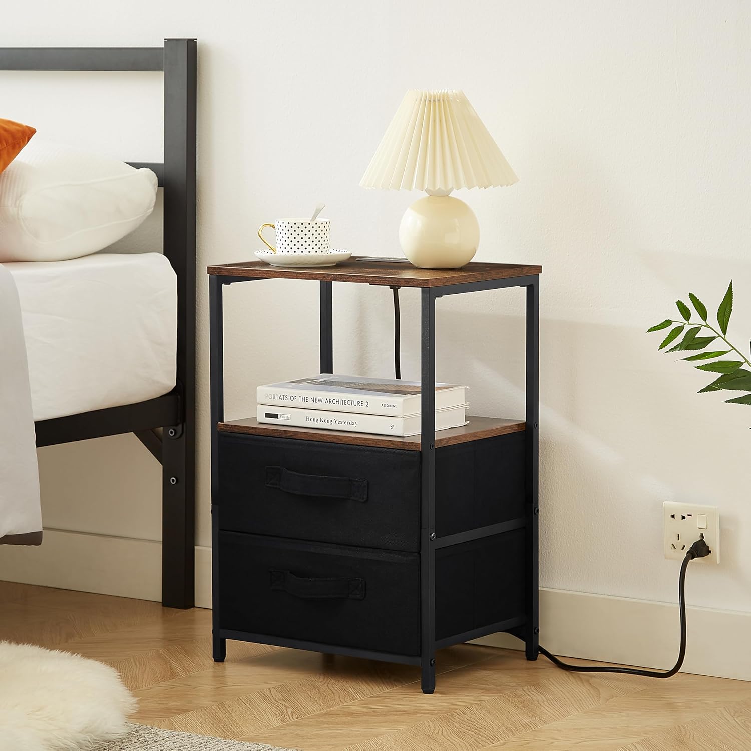 End Table with Charging Station, USB Port and 2 Drawers U233
