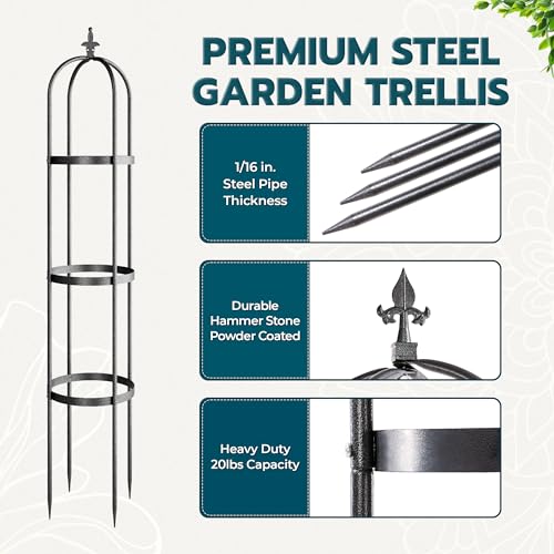 Metal Obelisk Trellis for Climbing Plants Outdoor 6ft U952429