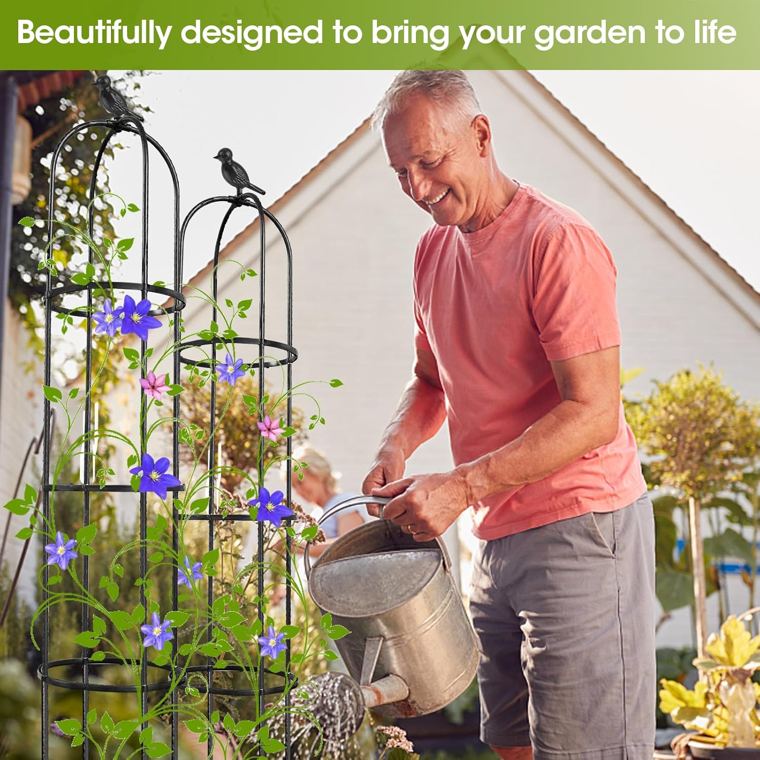 Garden Trellis for Climbing Plants Outdoor, 6ft Tall Plant Support U94727