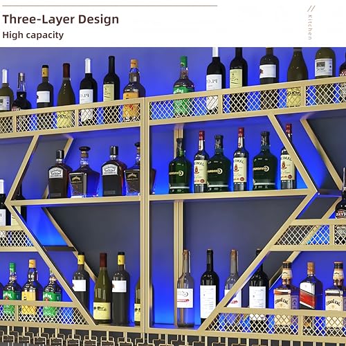 Wall Mounted Metal Wine Rack with LED Light, 3 Tier M60377