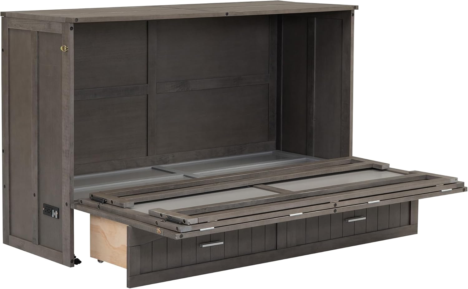Murphy Bed Cabinet with Drawer and Charging Station, Foldable for Small Spaces G14337