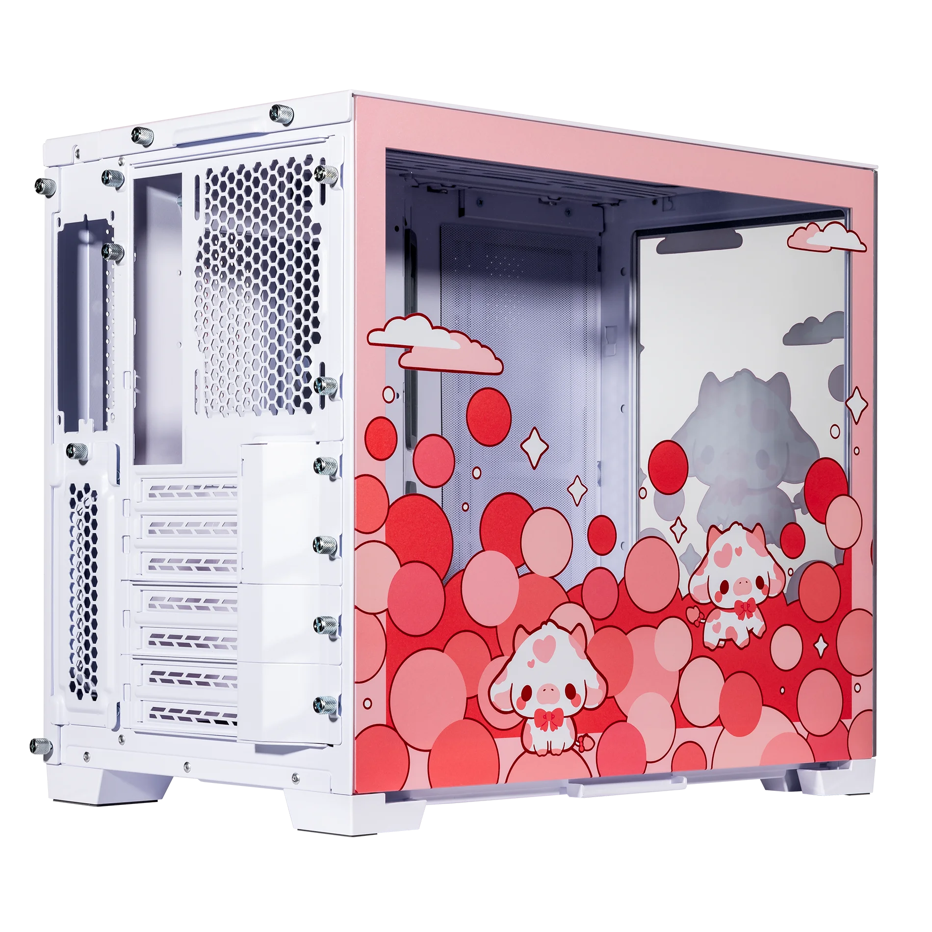 Pink Aluminum Tempered Glass Mini Gaming Computer Case K834