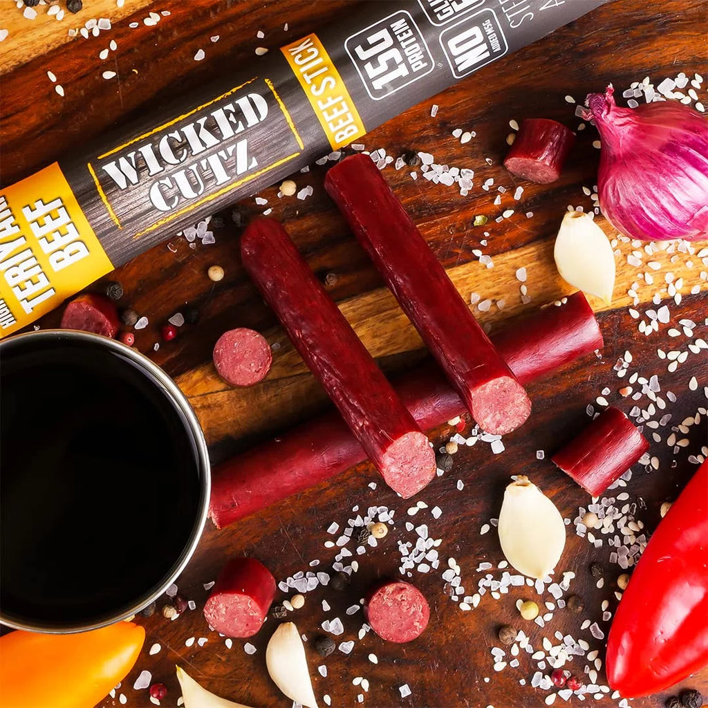 Beef Jerky Sticks, Protein-Rich, 6-Flavor Variety Pack, 18-Pack F114469