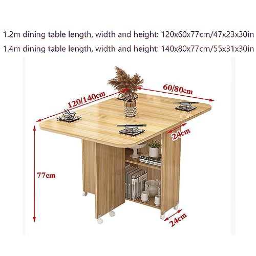 Extendable Folding Dining Table, Wood, Space Saving P354979