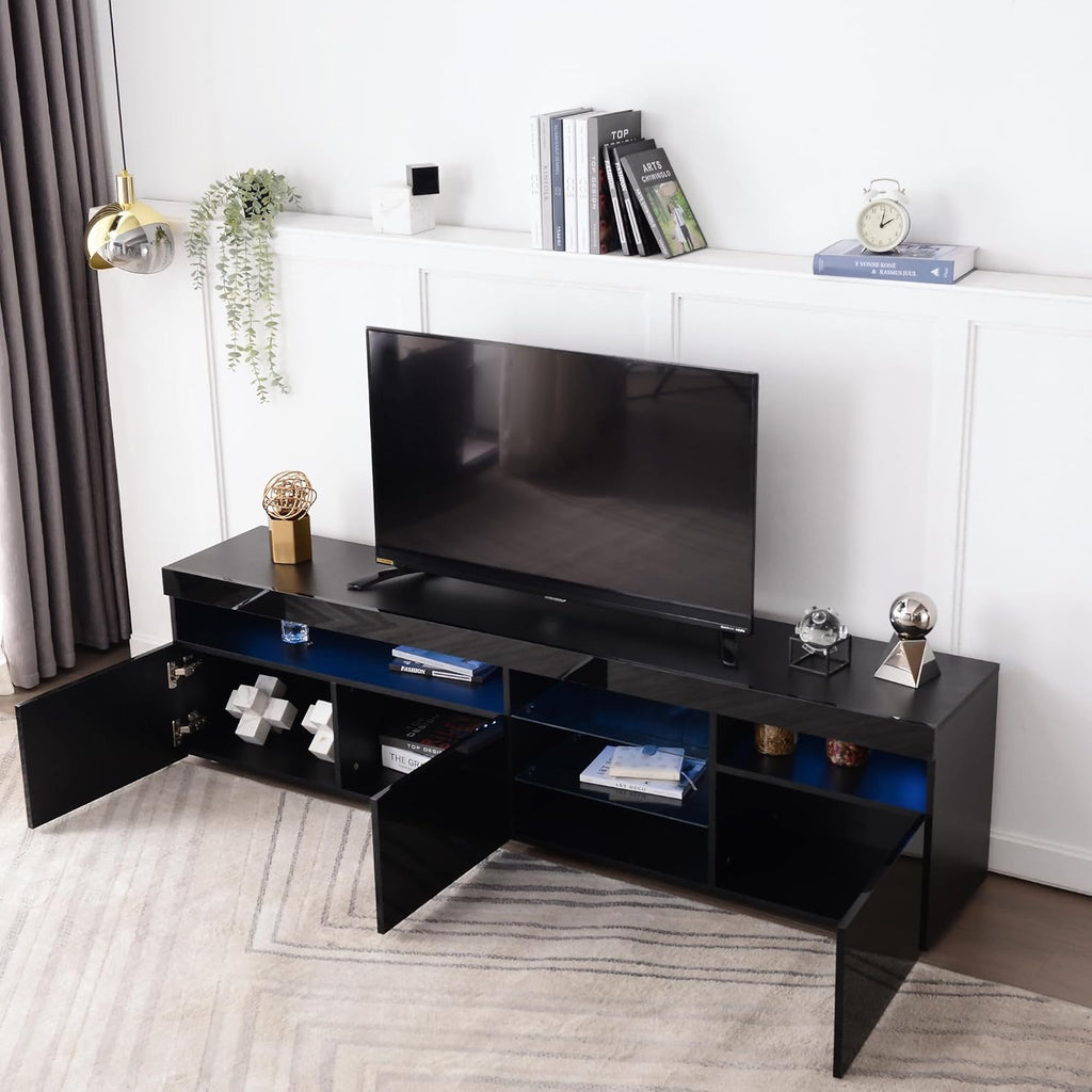 TV Stand for TVs up to 80 Inch with LED Light and Storage K62542
