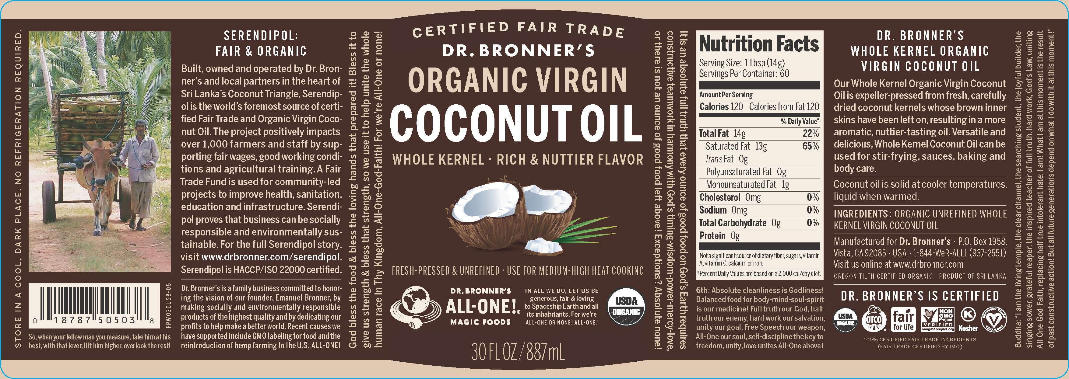 Organic Whole Kernel Coconut Oil 30oz Y77597