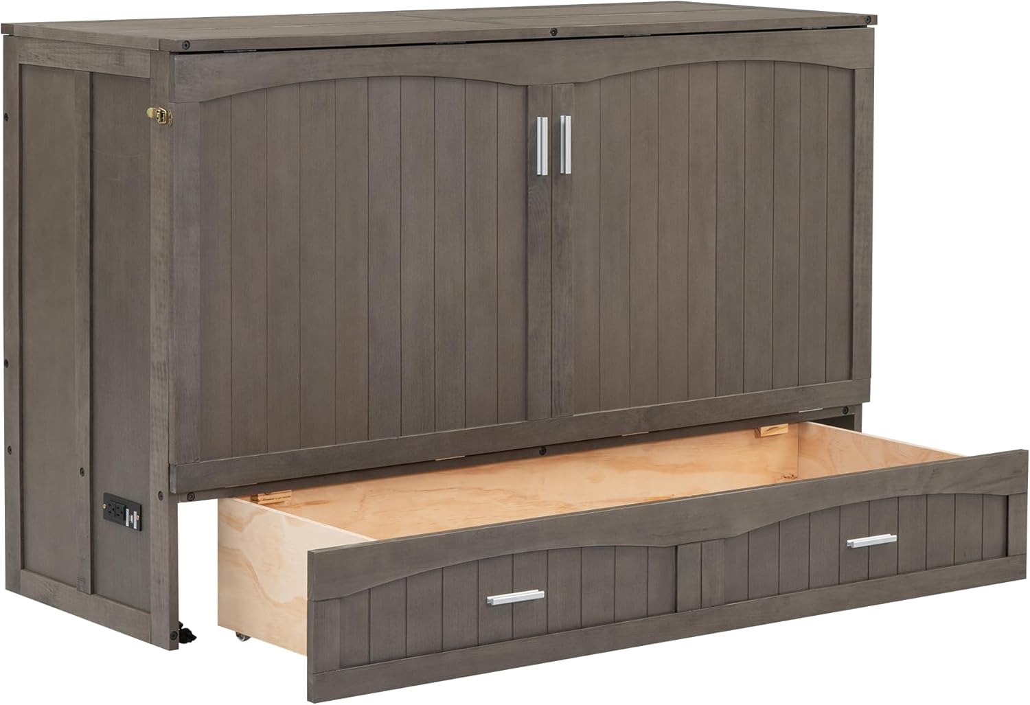 Murphy Bed Cabinet with Drawer and Charging Station, Foldable for Small Spaces G14337