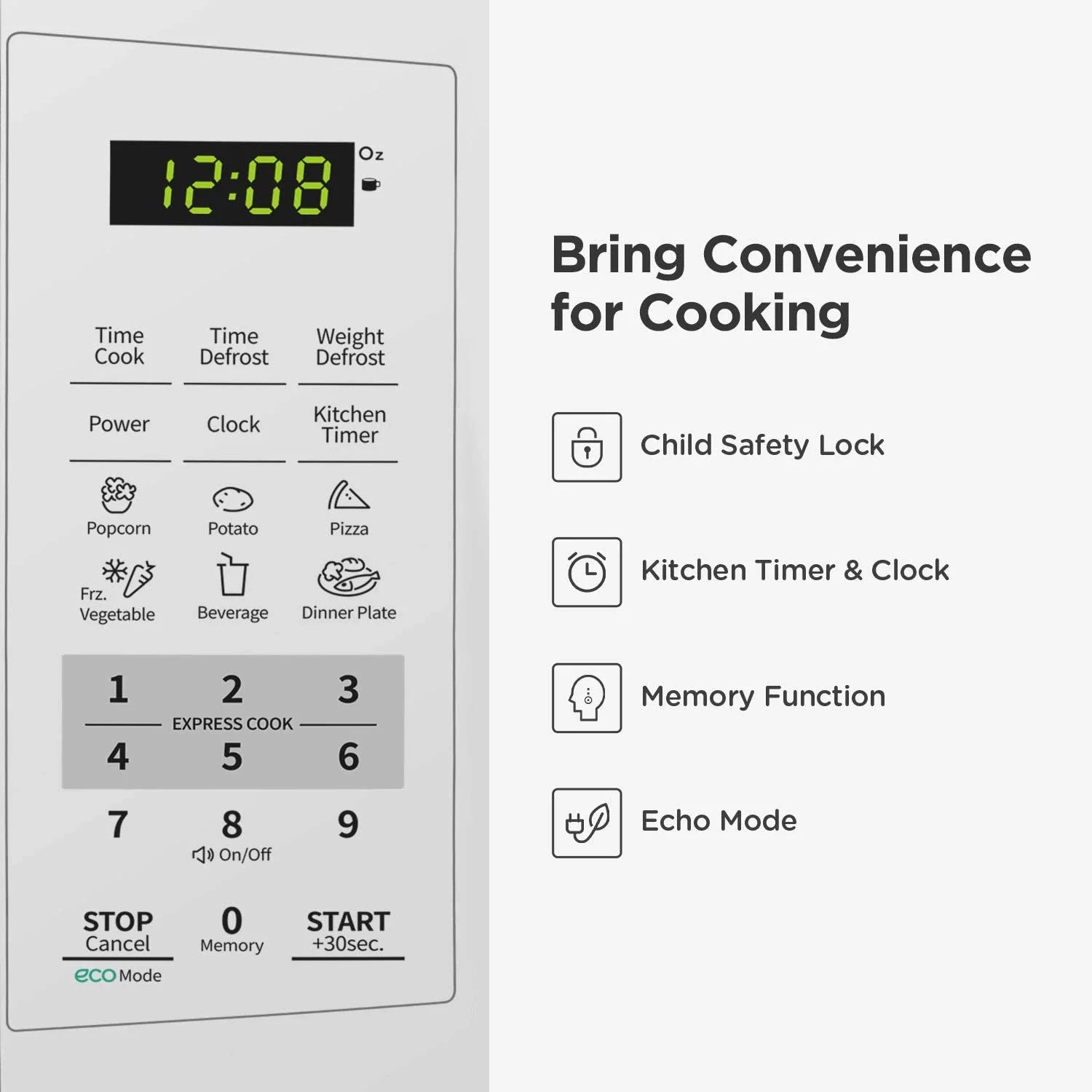 Countertop Microwave Oven with Sound On/Off and ECO Mode, 0.7 Cu Ft T21120