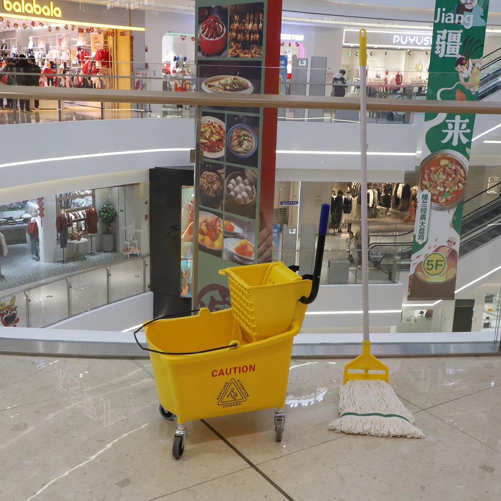 Mop Bucket with Side Press Wringer on Wheels, 35 Quart C9187