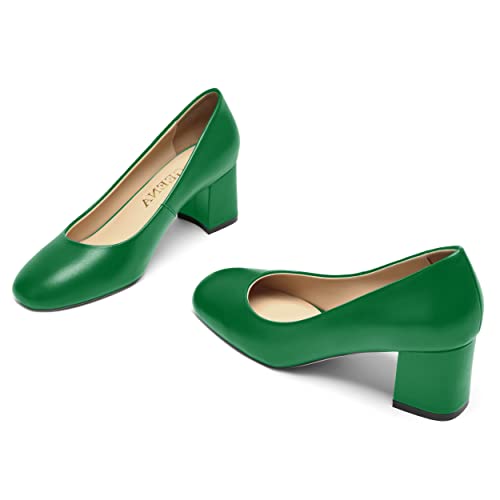 Women's Casual Leather Slip On Low Heel Pumps I320550