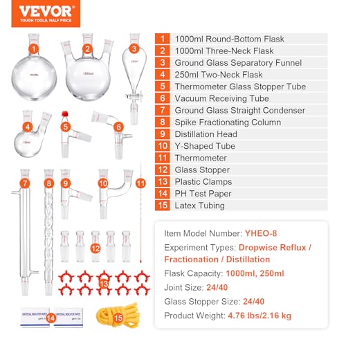 Laboratory Glassware Kit 29PCS 24/40, 250/1000ml E749