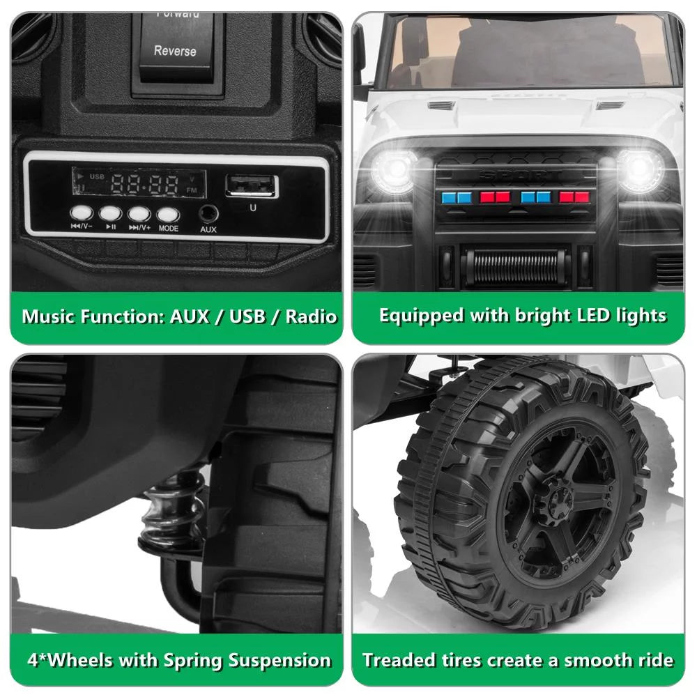 12V Battery Electric Ride On Truck Toy for Kids with Wheels Suspension, Seat Belts, LED Lights and Horns F3553