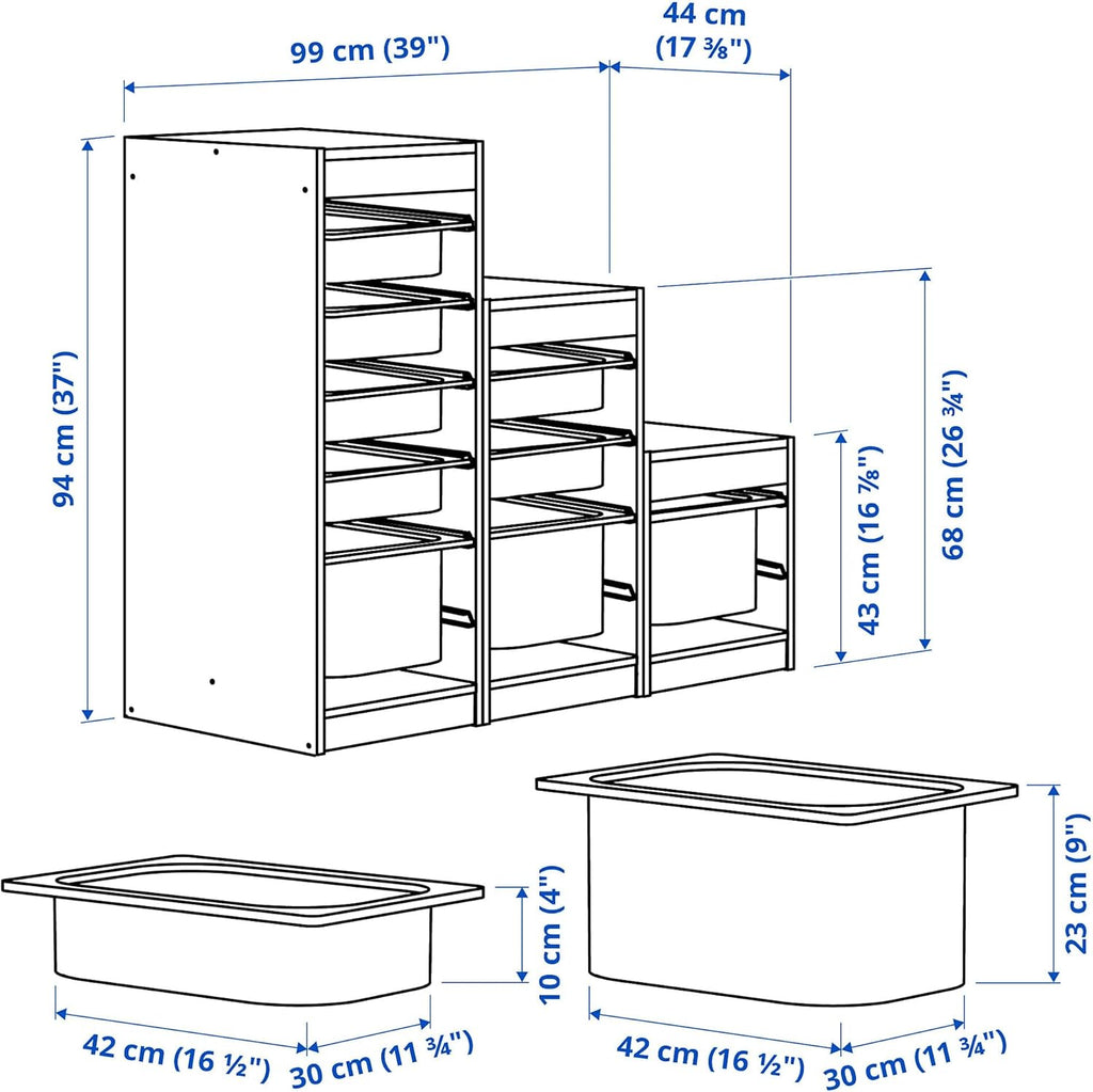 Storage combination with boxes, 99x44x94 cm, white N642949