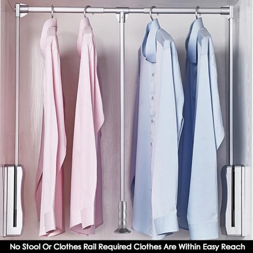 Pull Down Closet Rod, Extendable Wardrobe Organizer Rack X243