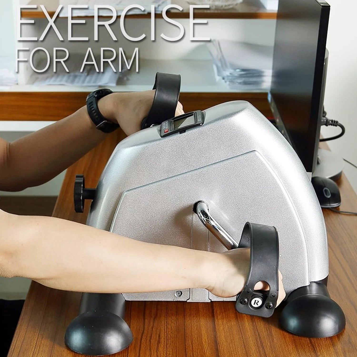Under Desk Pedal Exerciser for Arm and Leg Workout with LCD Display C438