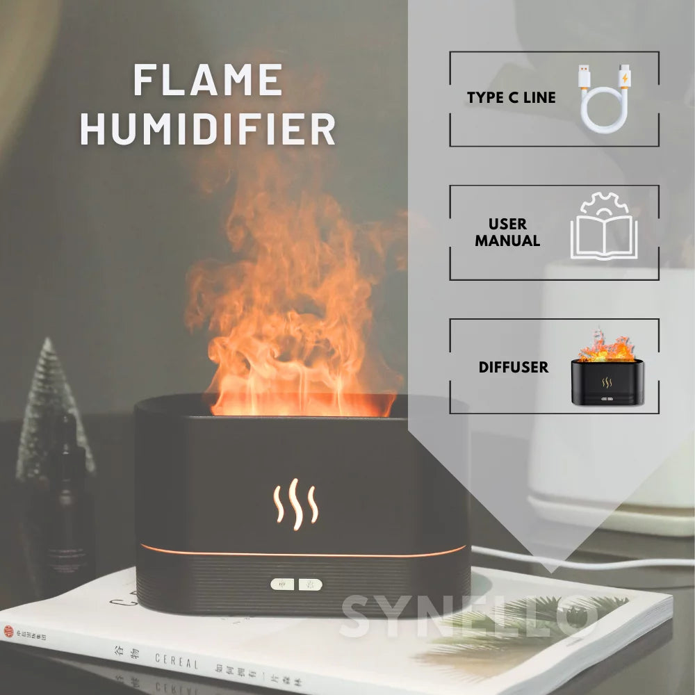 Flame Diffuser for Essential Oils, 180ml Cool Mist Humidifier Y6202