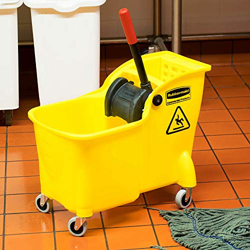 31 QT Tandem Mop Bucket and Wringer Combo on Wheels, Yellow M495