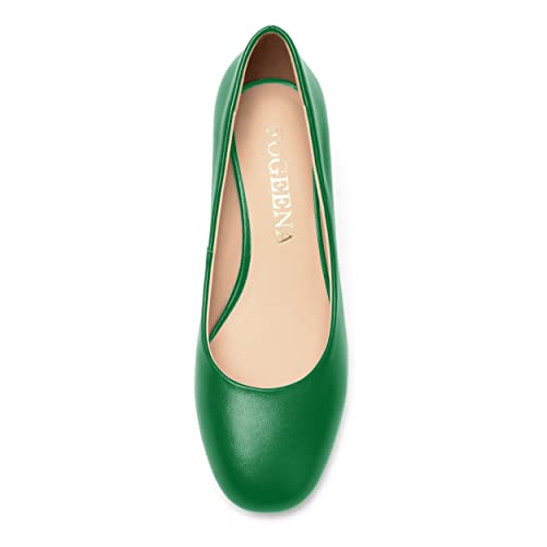 Women's Casual Leather Slip On Low Heel Pumps I320550