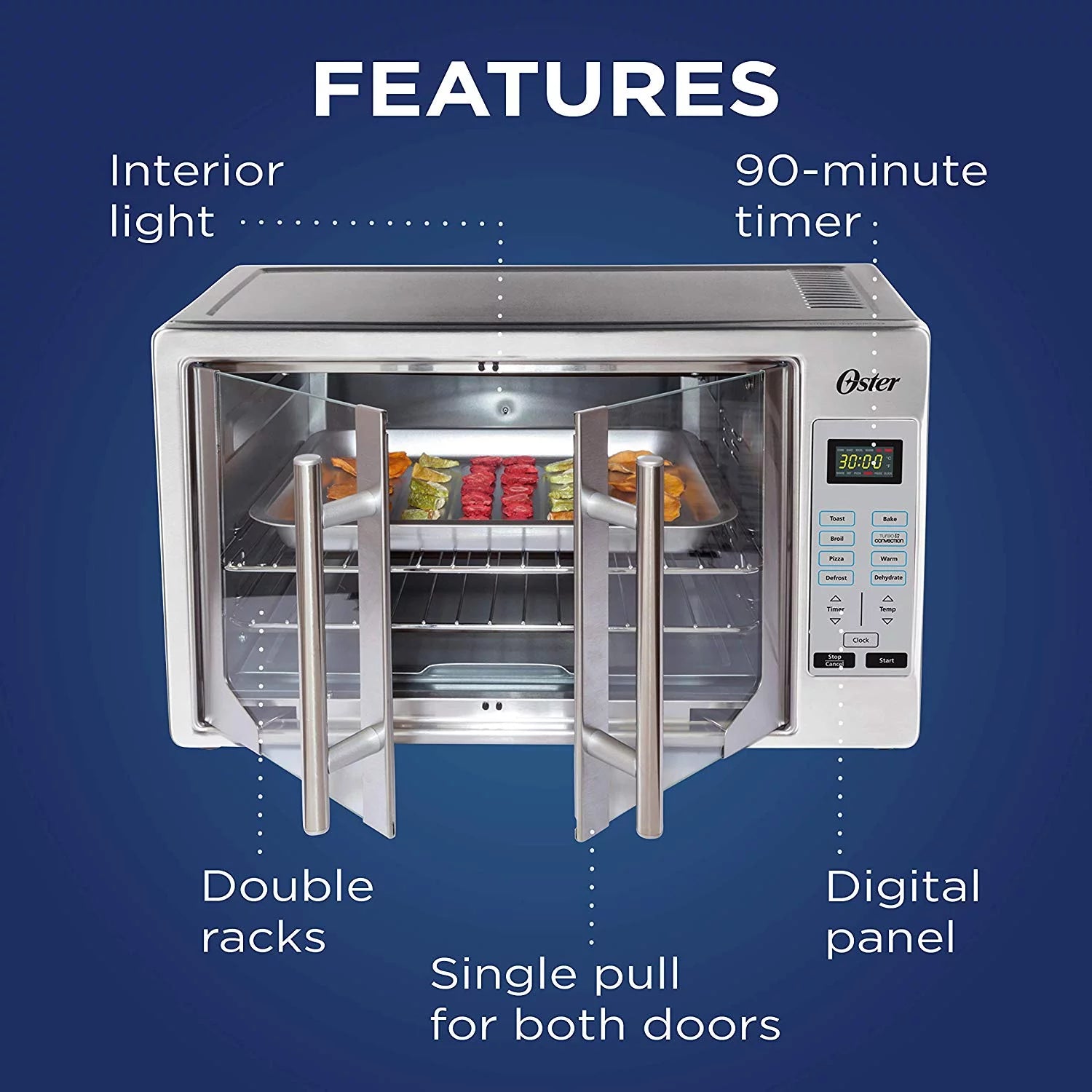 Air Fryer Toaster Oven, 10-in-1, XL Fits 2 Pizzas, Stainless Steel K876997