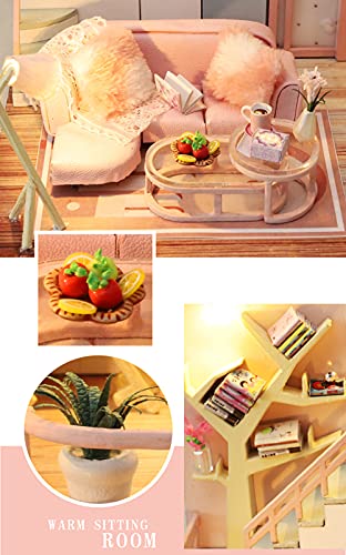 Dollhouse Miniature with Furniture Kit, Handmade DIY House Model Gift F854