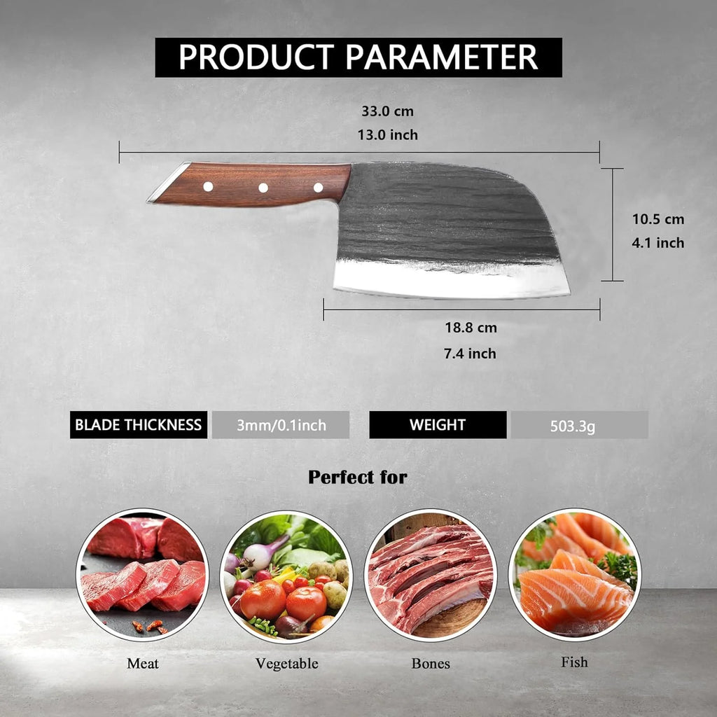 Meat Cleaver Knife 7.4 in Full Tang Kitchen Knife for Meat Cutting U40601