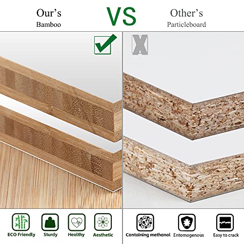 Bamboo Blanket Ladder, 6 Tier, 68.9 Inch Tall, White V9281