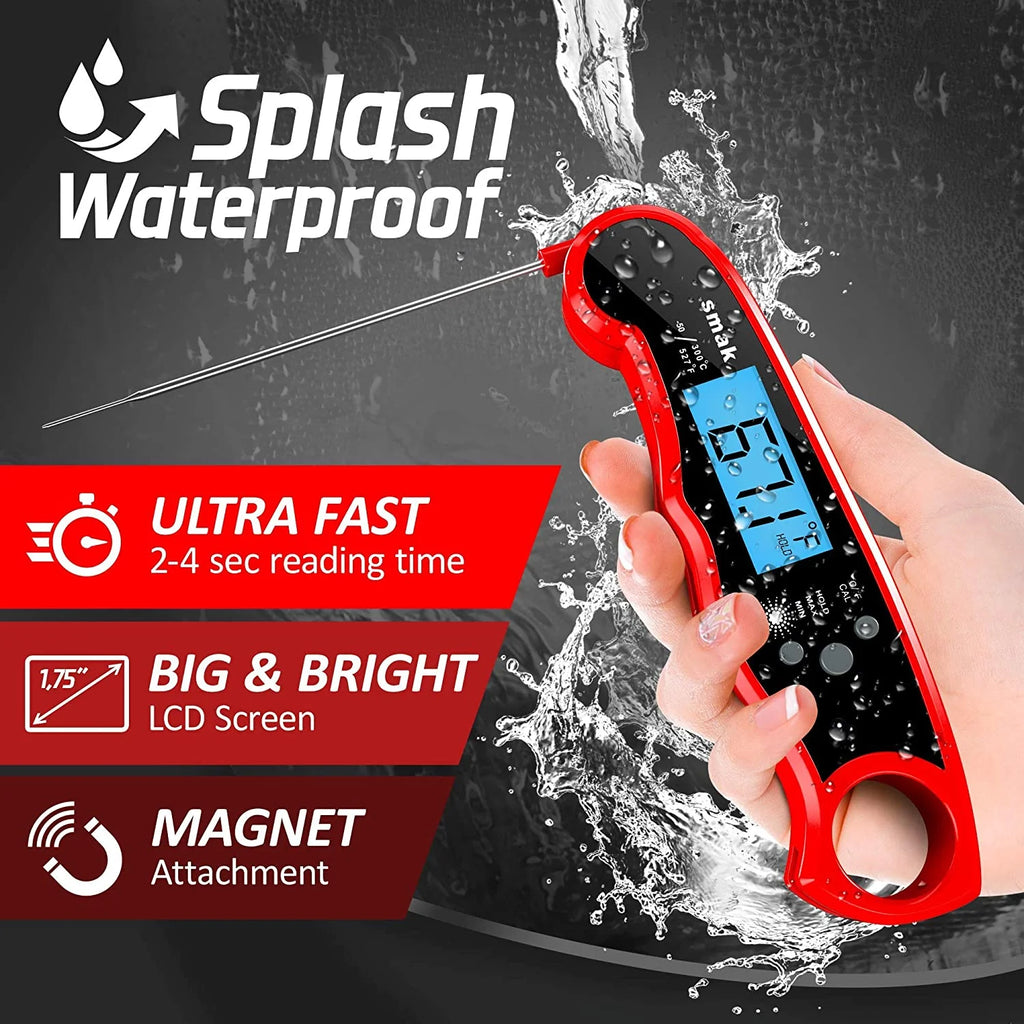 Instant Read Meat Thermometer with Backlight LCD for Cooking, BBQ, and Grilling G13863
