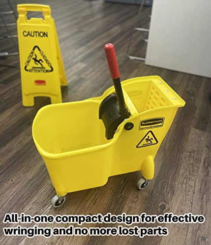 31 QT Tandem Mop Bucket and Wringer Combo on Wheels, Yellow M495