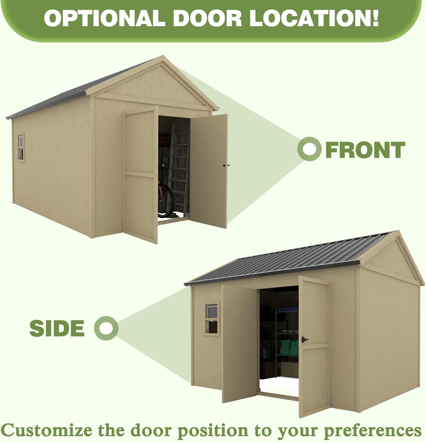 Outdoor Wood Shed with Metal Roof, Lockable Door G3299