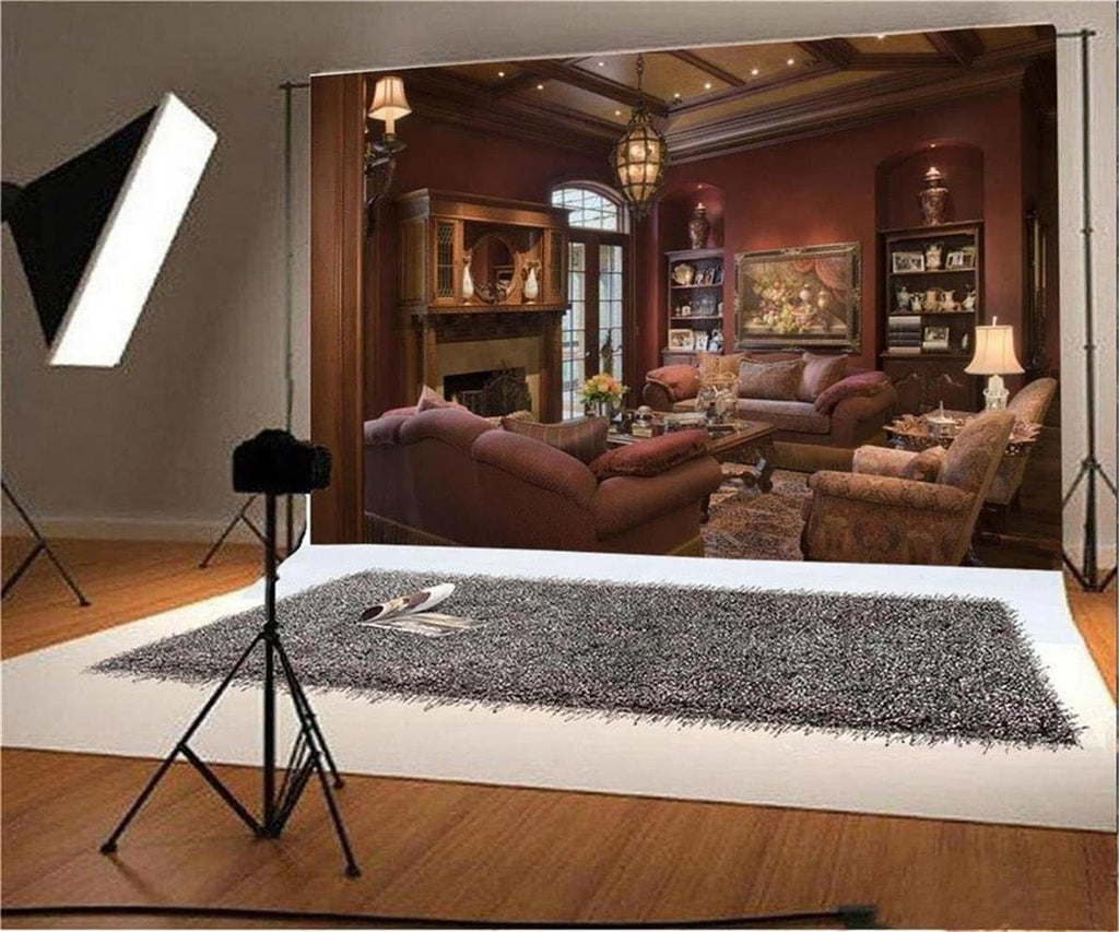 Luxury Living Room Background Royal Aristocratic Couch Sofa Photography Backdrop Vintage Fireplace Classic Interior Furniture Home Lifestyle Estate Modern Residence Photo Studio Props L328